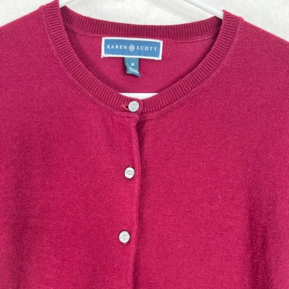 Karen Scott Maroon Cardigan Sweater - Picture 7 of 7